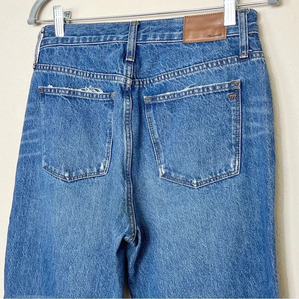 Madewell Classic Straight Jeans in Jade Wash: Knee-Rip Edition J7951 Size 27 - Picture 11 of 15